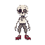 name: seriftype: friendly skeleton (humanoid)style: pixel artvisual highlight: a flower with a single eye in the center, growing from one of serif's eye sockets.the flower's roots extend wearing cargo pants, white shirt and red sneakers 
