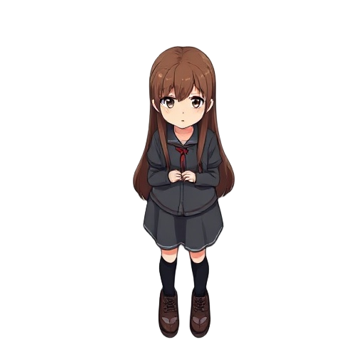 detailed, girl, long brown hair