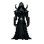 a dark hero, dressed in black and dark blue cultist robes, cthulhu-worshipper, human warlock.