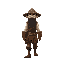 medieval  bandit  humanoid  with a clear walking posture. designed for a retro-style farm simulation game.