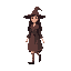 medieval  witch  with a clear walking posture. designed for a retro-style farm simulation game.