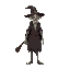 medieval  monstrous, tall old witch  with a clear walking posture. designed for a retro-style farm simulation game.