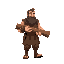 medieval  giant holding a log  with a clear walking posture. designed for a retro-style farm simulation game.