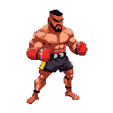 akarate  boxer that is a mix rocky on hgh and mike tyson in a fighting pose