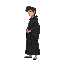 side view of floating black robe