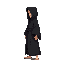 side view of floating black robe