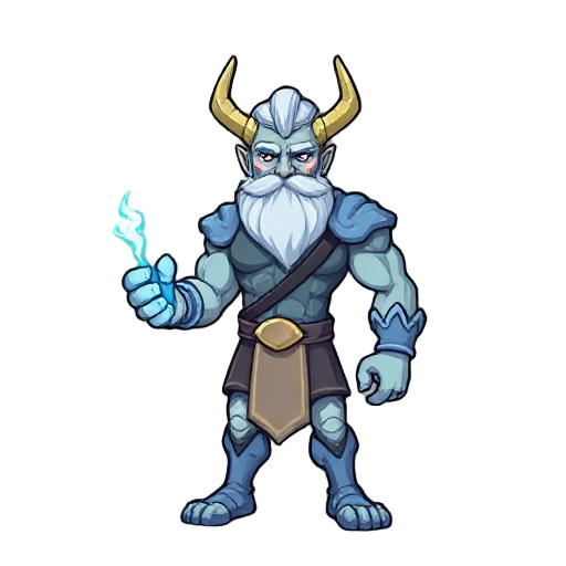 zeus, terraria style, muscluar, blue lightingbolt in left hand, pixalated