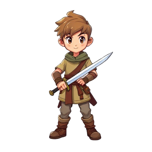 a young boy with sword