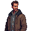 personagem masculino aproximadamente 40 anos pos apocalipse
