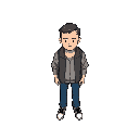 a faceless male character, standing still, full-rotating spritesheet.