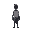 a faceless male character, standing still.