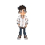 a chiby man with a white shirt and jeans