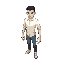 a chiby man with a white shirt and jeans