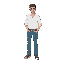 a man with a white shirt and jeans