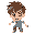 2d boy with messy brown hair, light blue shirt, and gray pants. determined expression, big eyes, cartoonish style. dynamic pose, ready to jump or run. transparent background.
