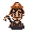 miner, wearing helmet and carrying pickaxe, retro style