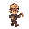 miner walking in 4 directions, wearing helmet and carrying pickaxe, retro style