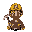 miner, wearing helmet and carrying pickaxe, retro style