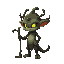 forest spirit with glowing eyes, with a branch cane