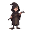 hooded forest witch with a branch cane