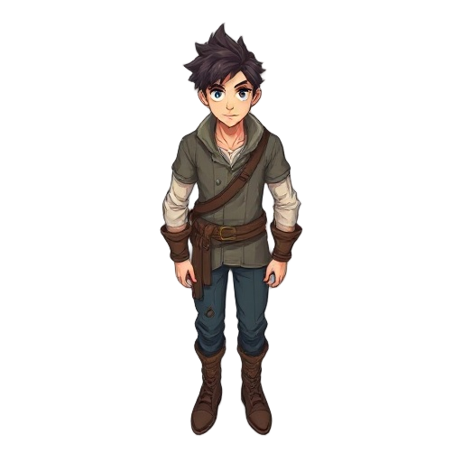 a cool male character, fantasy rpg style but not too old fashioned