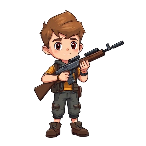 a boy with a rifle 