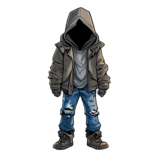 guy in a hooded jacket and jeans, post-apocalypse