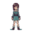 pixel art , digital, retro , 16-bit , pixelated , 1girl this is a retro pixel art digital image in the style of fire emblem featuring a young woman with a serious expression . her head is turned awa