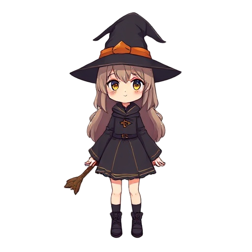 cute chibi anime witch girl