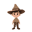 small man wearing a big hat 