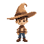 small man wearing a big hat  side view