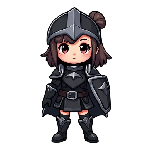 girl, armor black, 