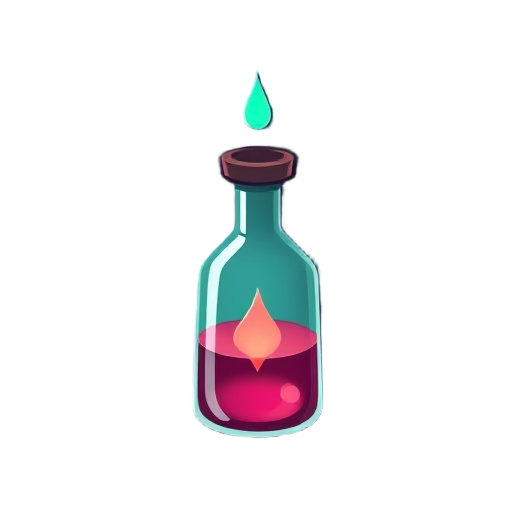 healing potion in dark retro style for a sc fi dark fantasy game make it more 2d
