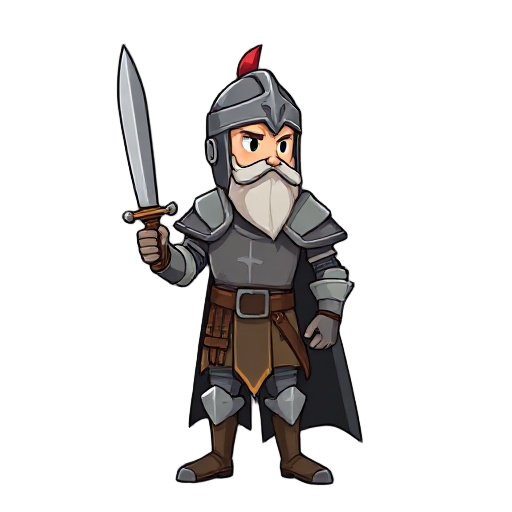 the original knight, with a wooden sword and not strong armor for a tower defense game that only looks to the right