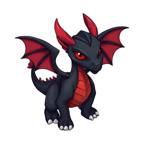 a black/red dragon with red eyes 