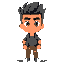 big wide chin, jhonny bravo hair but black