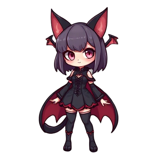 equally proportioned cat girl in a succubus costume