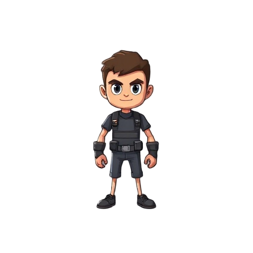gunner brawl stars style, very simple, human, bright, no legs
