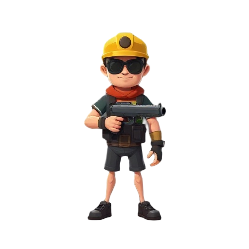 gunner brawl stars style simple, human, bright, no legs