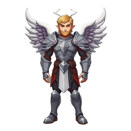 warrior male angel with steel armor