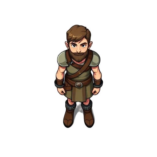 character in the same perspective as in the game tibia, perspective 45