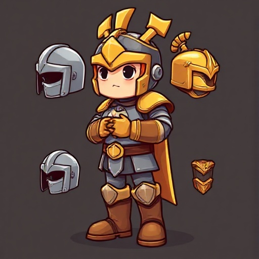 create the following inventory item list: iron helmet, iron armor, iron gloves, iron boots, gold helmet, gold armor, gold gloves, gold boots, leather helmet, leather armor, leather gloves, leather boot