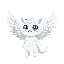 small cute creature, white body, angel wings, friendly, no background