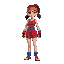muay thai female fighter, wearing head band, red and blue clothes combination, foot resistance band, hand band set