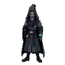 a wizard with magical cyber implants dressed in a hacker robe. futuristic cyberpunk style
