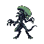 make me a 8 directional sprite of xenomorph alien, i want running and attack in all directions