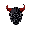 a black biker helmet with red horns