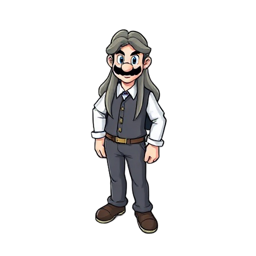 teacher long hair super mario style