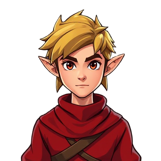 mage with red clothes the legend of zelda style