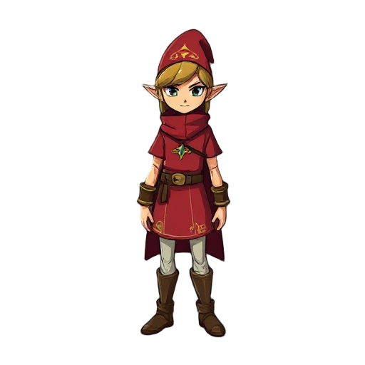 mage with red clothes the legend of zelda style